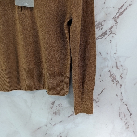 Everlane Sweater Women Brown The Luxe Merino Half Zip Camel Tawny Tan Yak - Picture 6 of 16